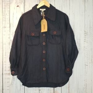 New Listicle brand long sleeve boxy style super soft shirt, Navy, size small.